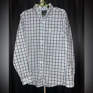 Dockers Men's White and Blue Checkered Shirt